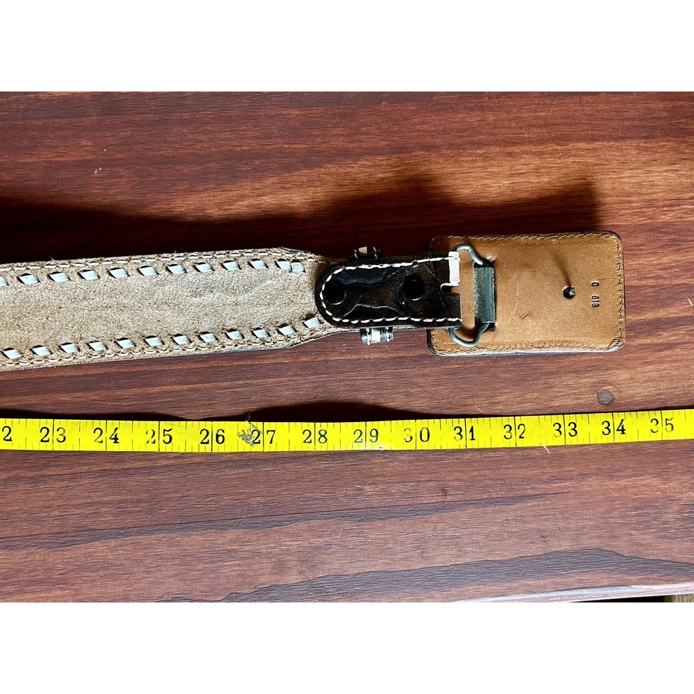 Sheyenne Mena Arkansas Handmade Leather Belt Size 26 Horses Cactus Brown VTG - Picture 9 of 9